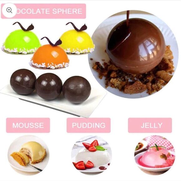 2 - 6 Silicon 2.5” Diameter Half Sphere Baking Chocolate Craft Soap Mold Pans - Picture 6 of 7